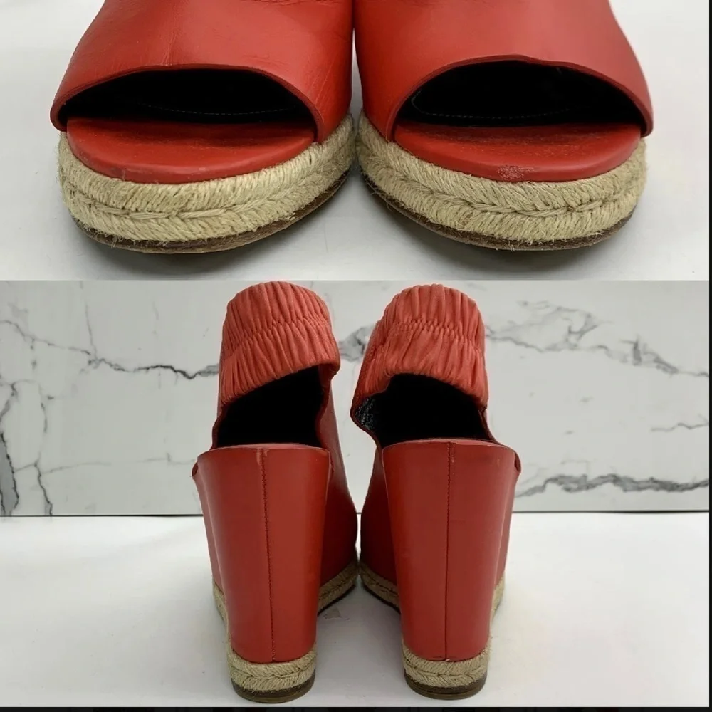 Balenciaga RED LEATHER ESPADRILLES HEELS Pumps